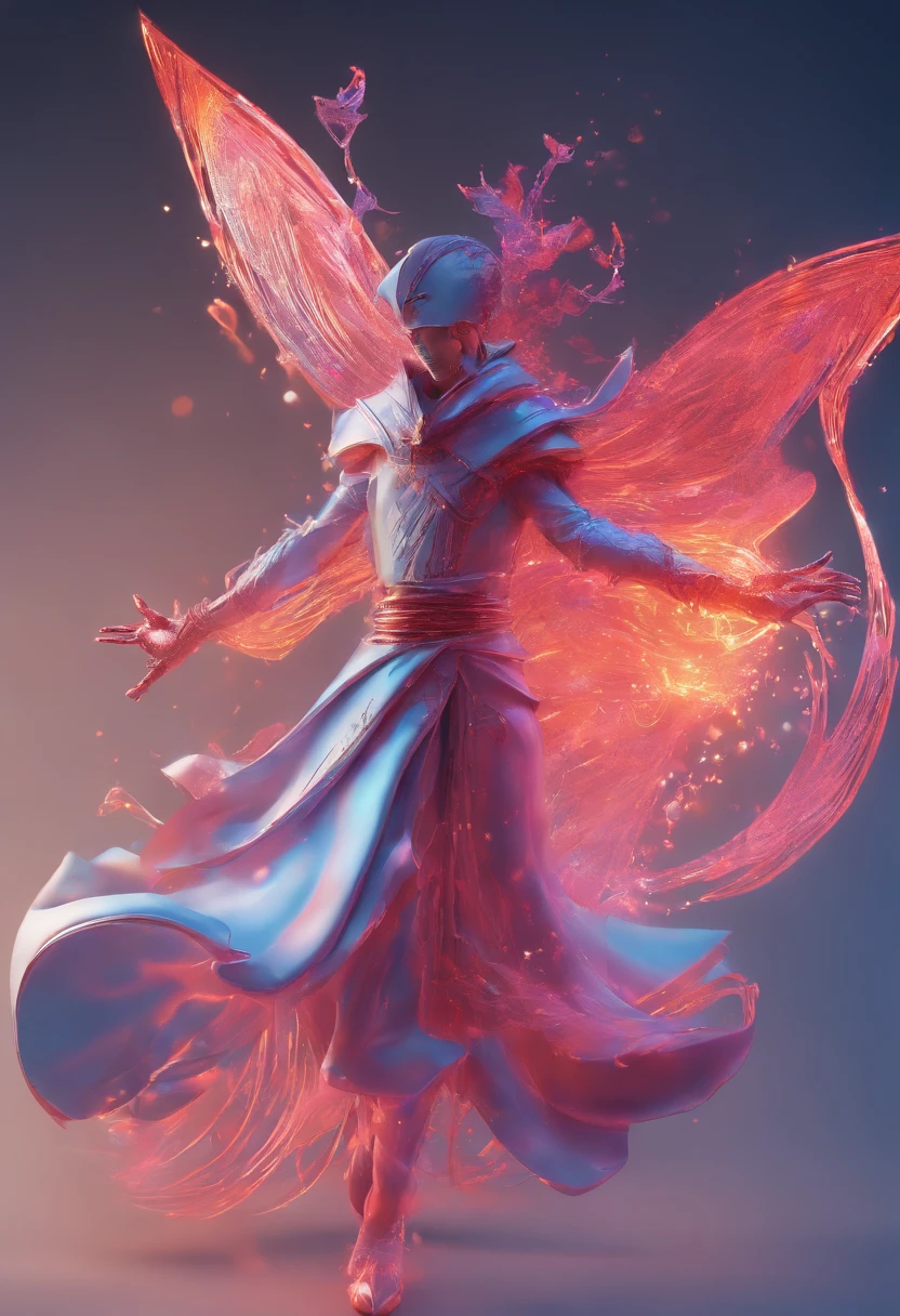 A Teenage Male Whirling Dervish made of Blurred Bioluminescent Light, Looking at the camera, Chibi, Pixar Render, Detailed Realistic Hands, Melting, Paint Dripping, Splash Art, Notan, Accent Lighting, Ultramarine Blue Interior Light, Glowing Metallic Textures, Swirling Colors, Whiplash Motion, Light Halation, Dark Vibrancy, Bold Outlines, Ink Water, Futuristic Background, Princesscore, Motioncore, ,Glossy Reflections, Fire Engine Red and Bronze, Opacity and Translucency, ‘Light, Color, & Clear Space’, Smooth Unreal Engine, Circular Thinking, Bryce 3D, Cinematic ultra detail CGI,