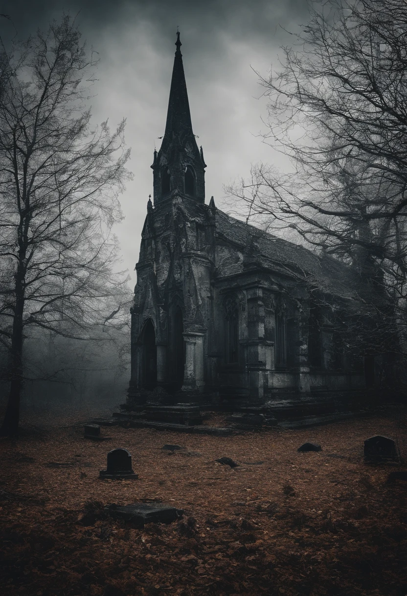 (best quality,4k,8k,highres,masterpiece:1.2),detailed,horrifying scenery,eerie atmosphere,graveyard,spooky graveyard,nighttime setting,creepy ambiance,dark and foggy,frightening,ominous,shadowy figures,moonlit sky,haunting spirits,ghostly apparitions,terrifying tombstones,aged and weathered graves,old and decrepit church,spider webs and cobwebs,dilapidated tombstones,long and gnarled trees,skeletal branches and leaves,crumbling mausoleums and crypts,disheveled and broken headstones,grotesque and moss-covered statues,an eerie mist that hovers above the ground,a sense of foreboding and dread that permeates the scene,an unexplained and bone-chilling presence,undulating shadows that seem to move on their own,an eerie silence broken only by the sounds of distant whispers and faint footsteps,an otherworldly glow that emanates from the graves,a creaking sound that echoes through the darkened cemetery,an overwhelming feeling of loneliness and despair,a feeling of being watched by unseen eyes,an unsettling chill that lingers in the air,an unsettling sense of being trapped in a nightmare,a graveyard shrouded in darkness,ominous storm clouds gathering in the distance,an ancient curse that pervades the graveyard.