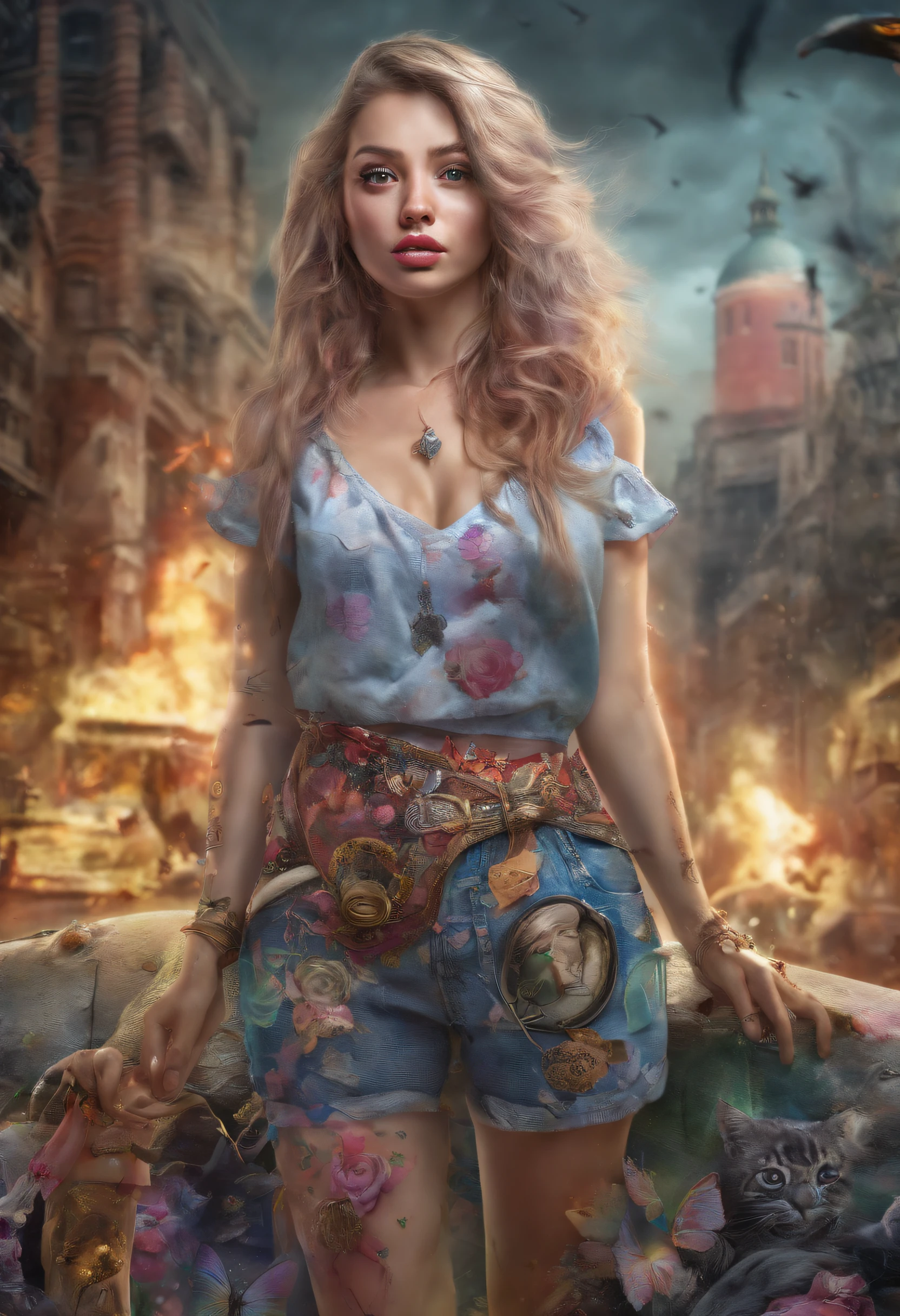 she came from broken realities to make the world whole again, colorful, surrealism