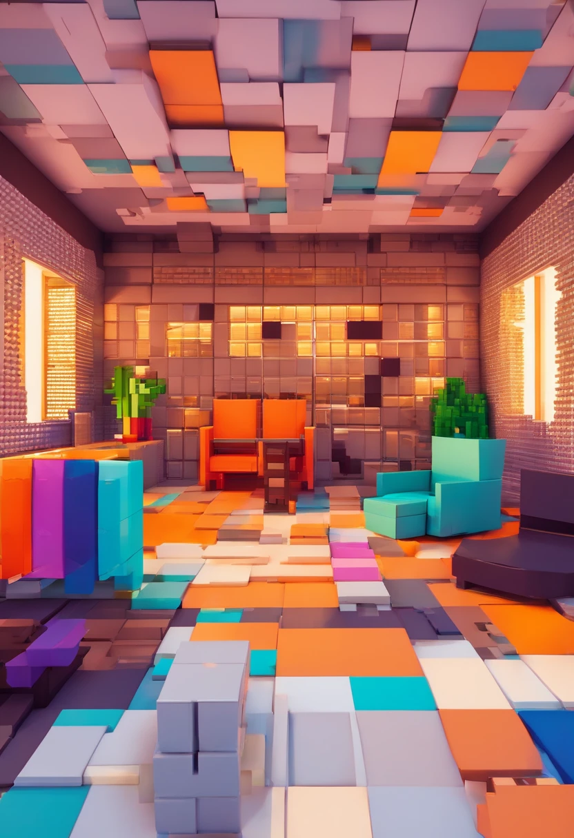 postmodern futurist style lounge office room photograph interior