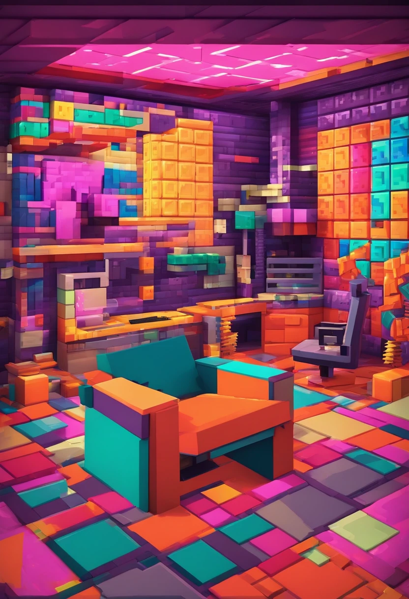 postmodern futurist style lounge office room photograph interior