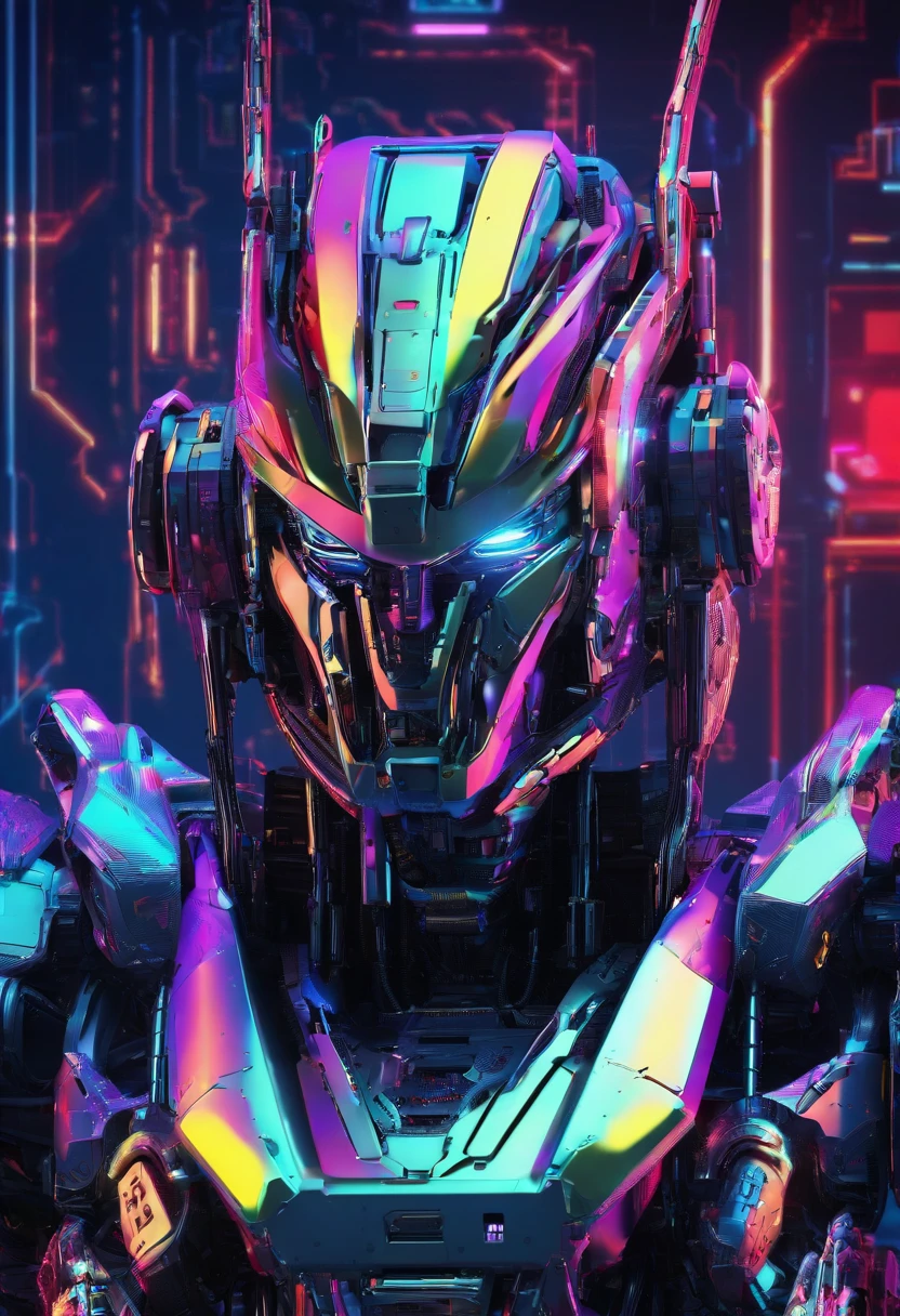 a Nikon z7 animated camera like a transformer. It has expressions, it seems angry. Drawn in bayc style with colorful background