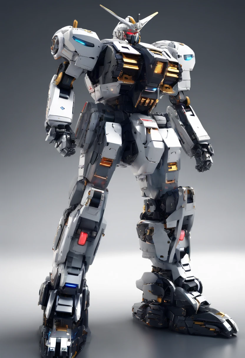 Gundam mecha , science fiction, front view, Sense of technology, C4D, Oc renderer, unreal engine, high detail, industrial design, 8k HD, studio light, retro