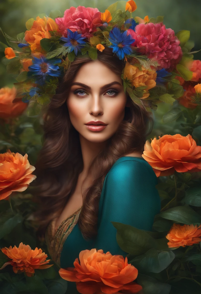crei uma imagen com vaias flores