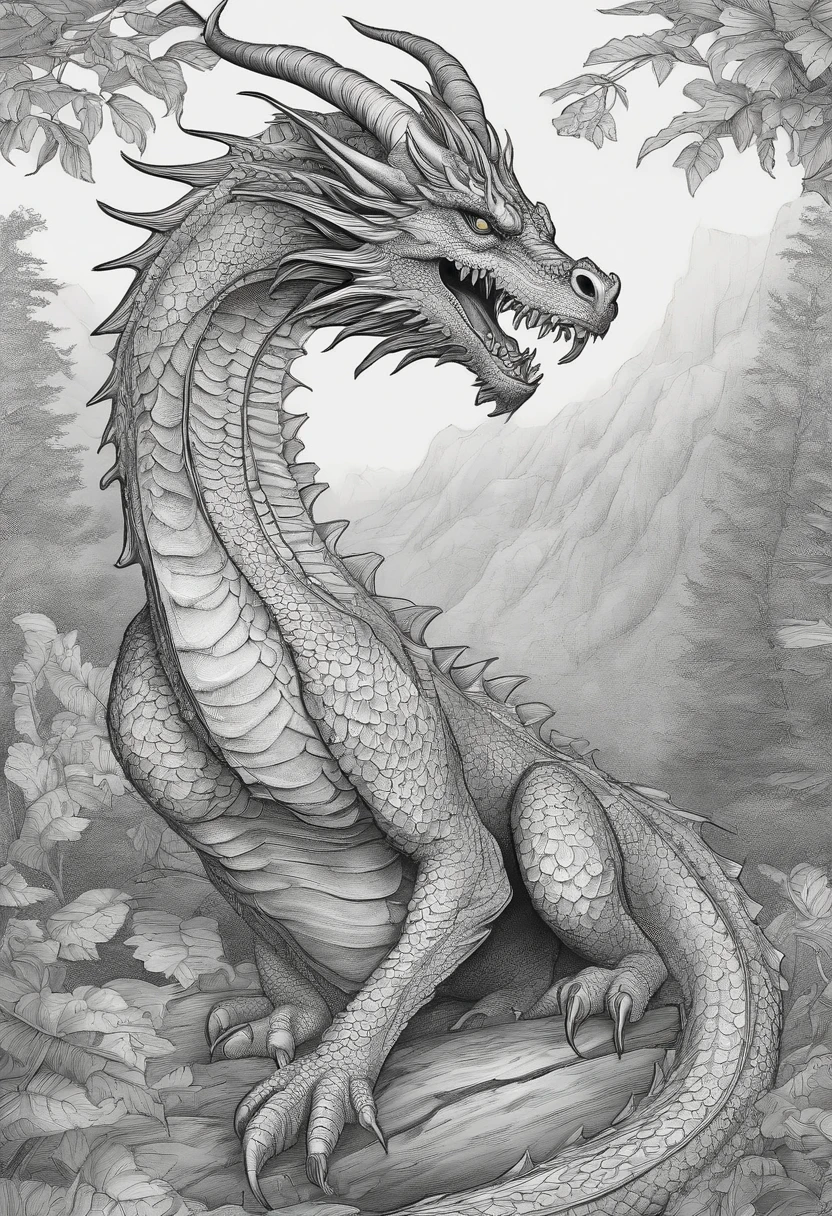 Create picture of a dragon coloring