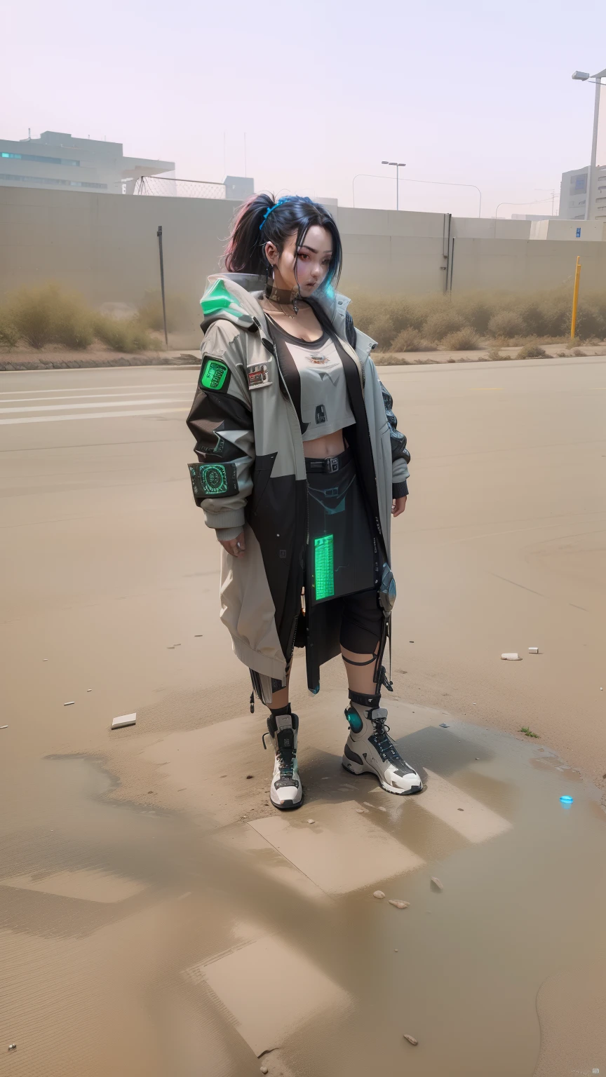 ((Best quality)), ((masterpiece)), (highly detailed:1.3), 3D, (cyberpunk:1.3) female hacker with thick voluminous hair short operating a computer terminal, computer servers, LCD screens, fibre optic cables, corporate logos,HDR (High Dynamic Range),Ray Tracing,NVIDIA RTX,Super-Resolution,Unreal 5,Subsurface scattering,PBR Texturing,Post-processing,Anisotropic Filtering,Depth-of-field,Maximum clarity and sharpness,Multi-layered textures,Albedo and Specular maps,Surface shading,Accurate simulation of light-material interaction,Perfect proportions,Octane Render,Two-tone lighting,Low ISO,White balance,Rule of thirds,Wide aperature,8K RAW,Efficient Sub-Pixel,sub-pixel convolution,luminescent particles, grile