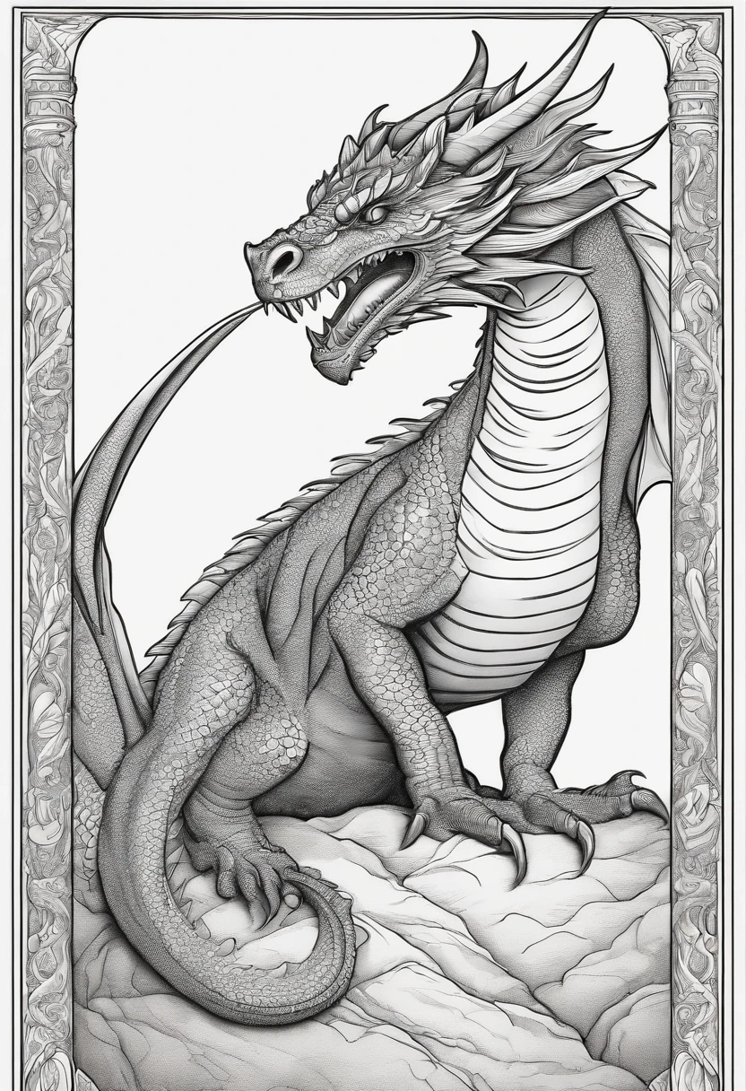 A dragon with white background coloring page