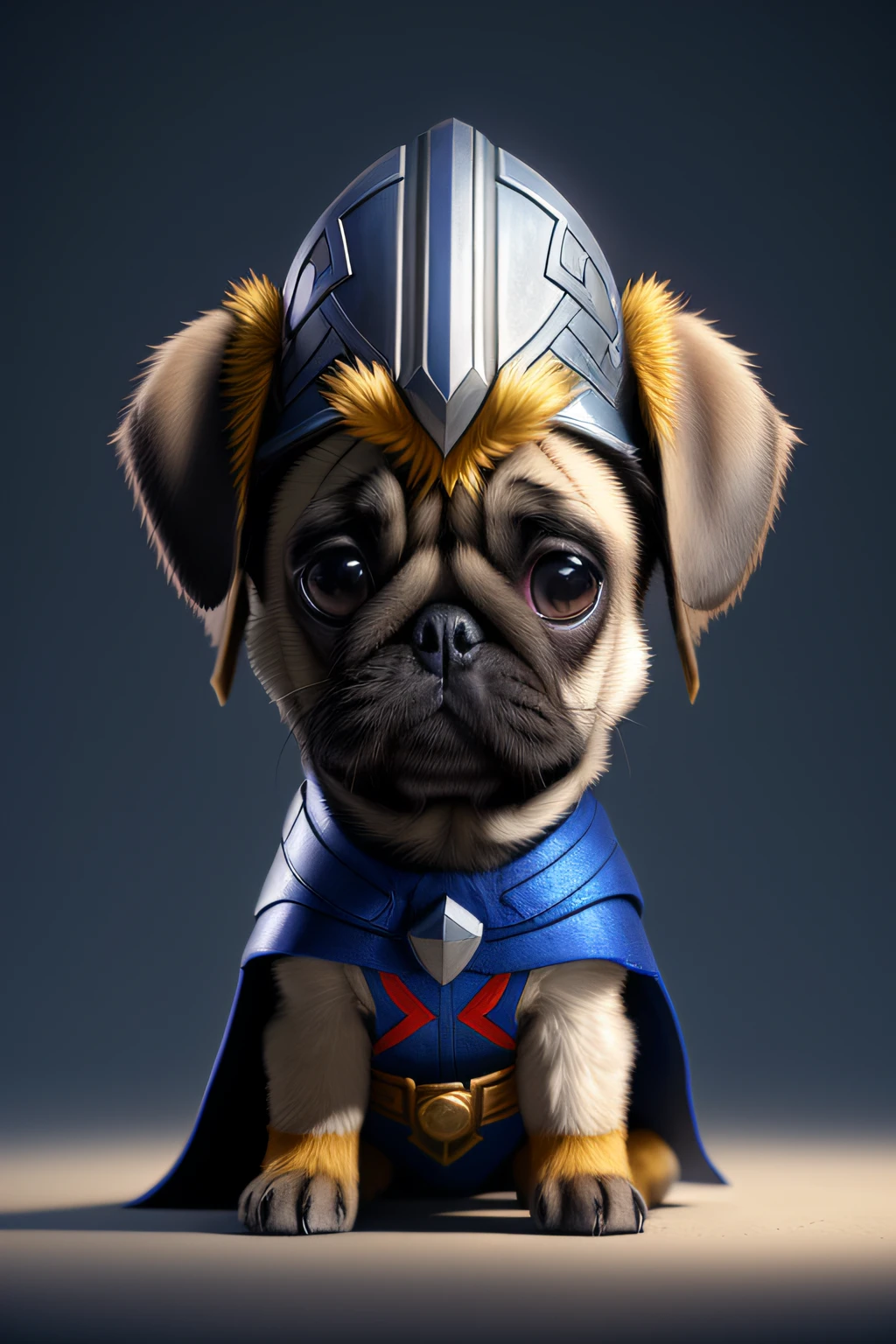 arafed pug dressed as a Thor with a helmet on, cute 3 d render, adorable digital painting, 3 d render stylized, Thor pug, small character. unreal engine 5, portrait of homelander, stylized as a 3d render, rendered in corona, isometric 3d fantasy cute dog, superhero portrait, super detailed render
