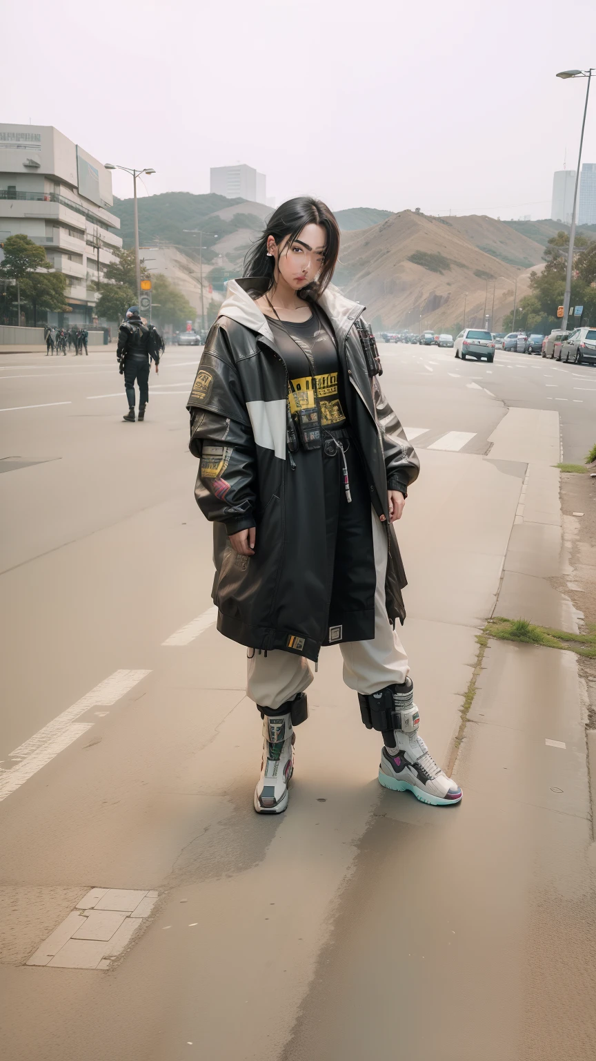 Cyberpunk, futuristic, realistic, daylight,pose,same,face real ,realface,canon, nikon,85mm ,f1.4,sony hyper realistic, realistic