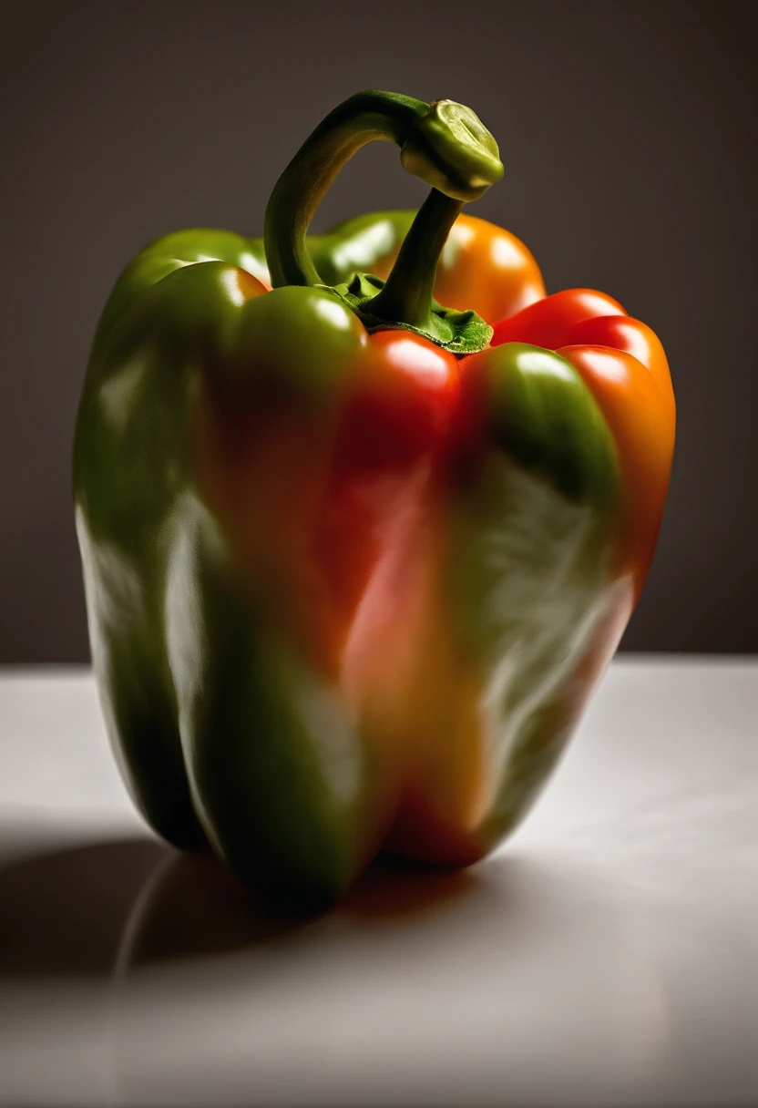 White background, bell pepper, semi realistic, Pablo Picasso
