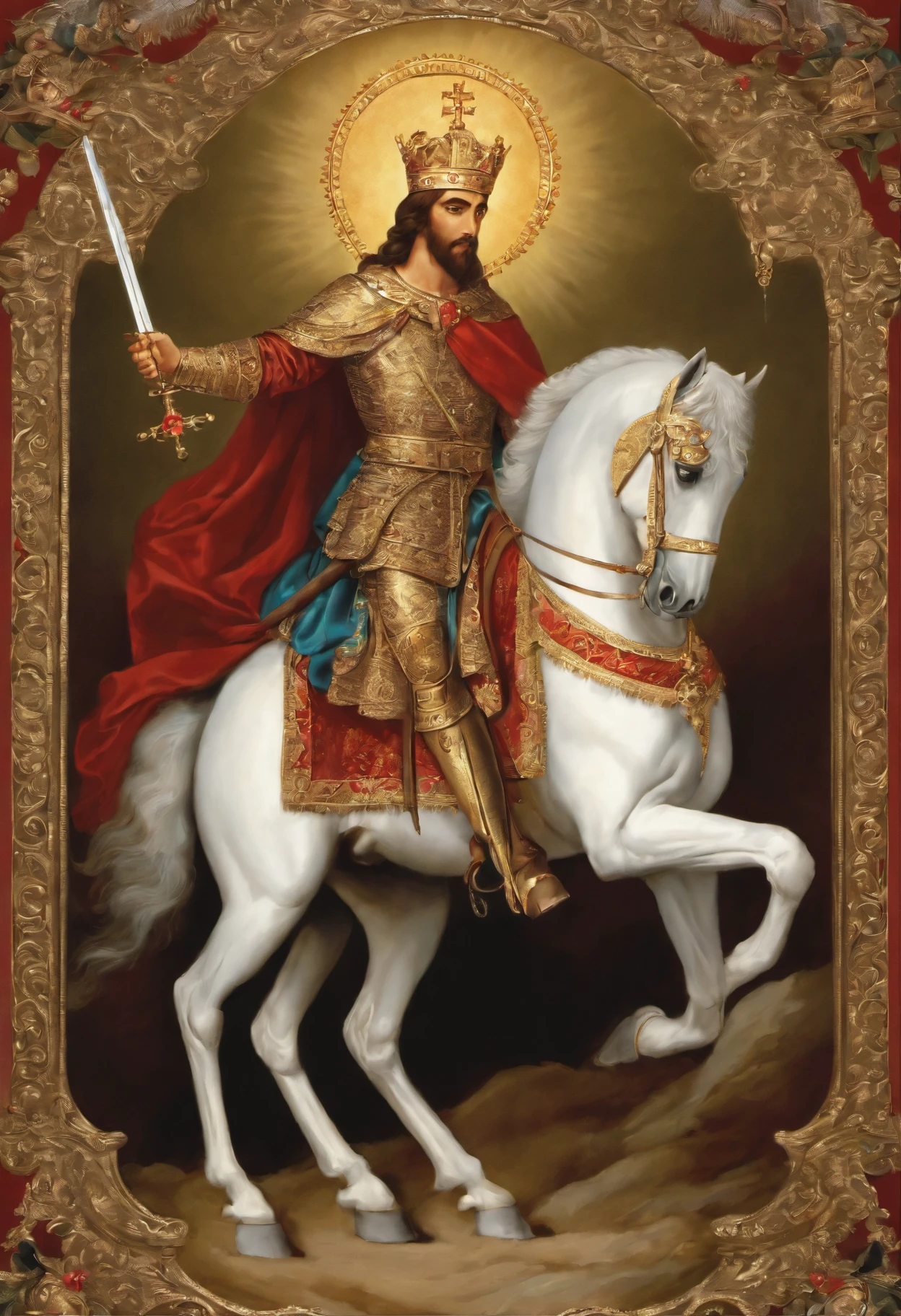 St. George's holy image on his horse, luz divina