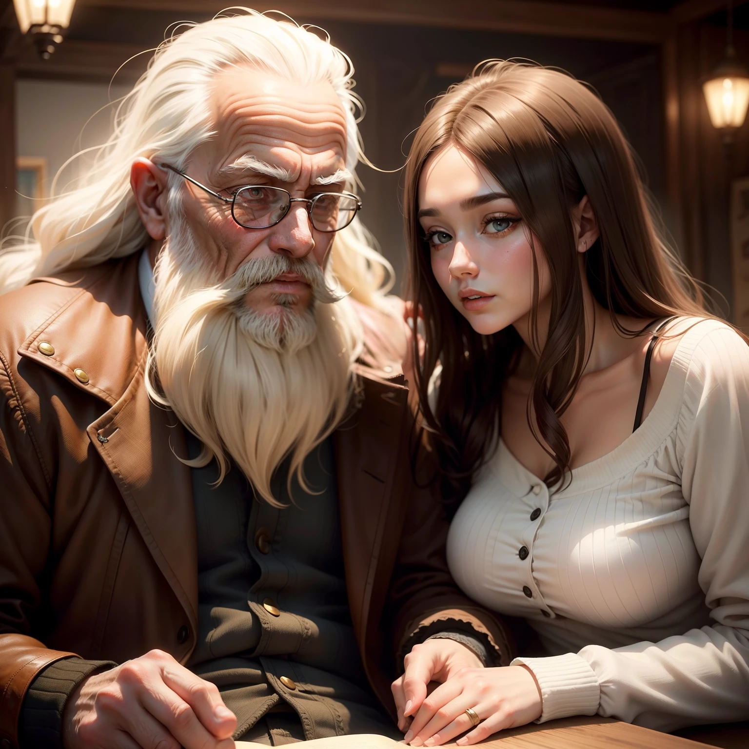 Age gap old man young girl beard world fantasy romance love