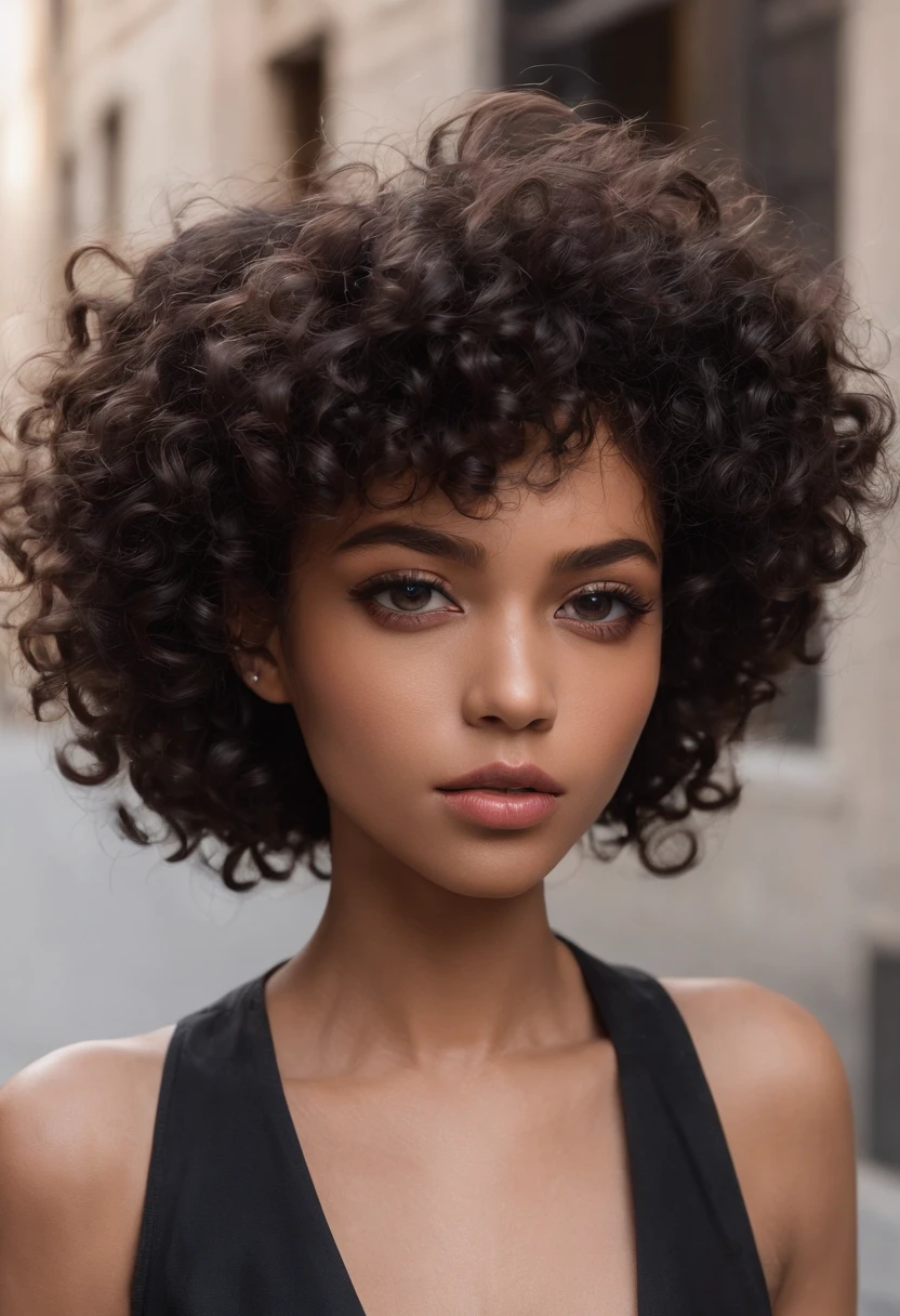 African-American girl Black girl about 25 years old 8 inches long curly hair, curly hair and running, cour, black curly hair, short curly hair, Curly bang, very short curly hair, Messy loops, Curly black hair Natural black hair,Photographie de rue,Photographie de rue,