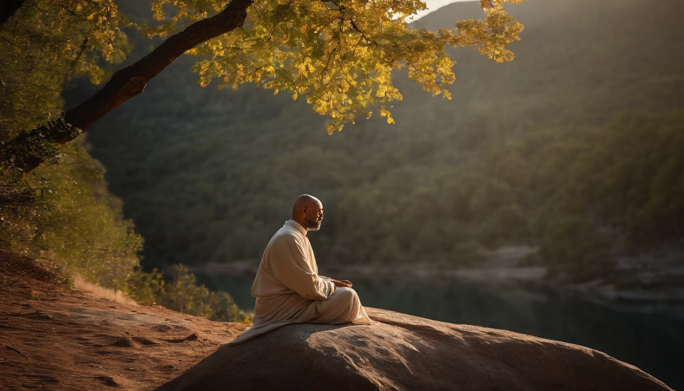 Craft an 8K image of a person engaged in deep prayer, set within a spiritually significant location, with meticulous attention to detail in both the surroundings and the individual's posture
