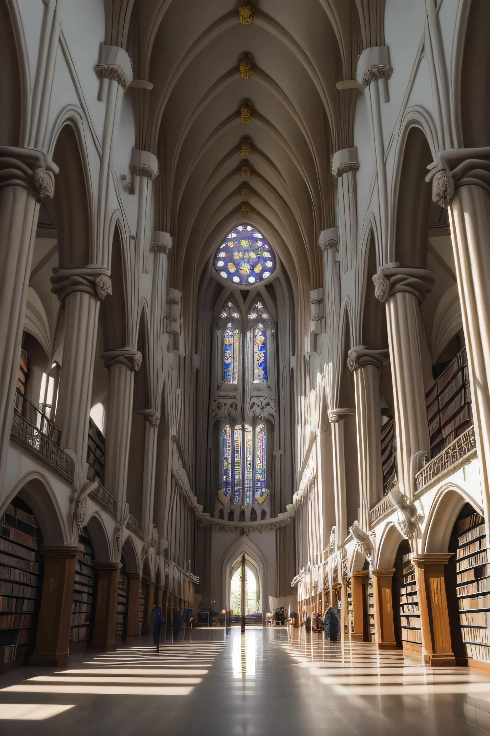 St. A imagem sagrada de Bela e A Fera na biblioteca, Luz Divina, realista