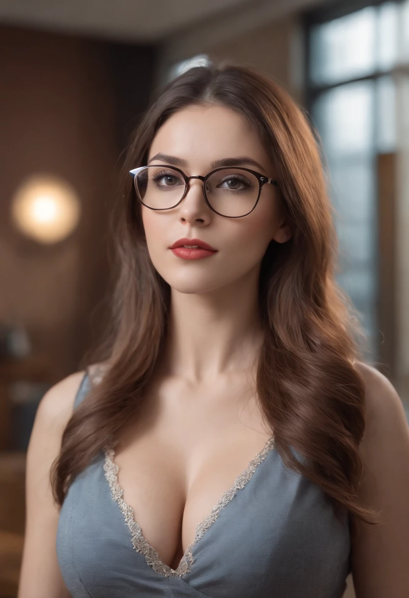 beautiful teacher, ultra Hd 8k, realistic, big boobs, hairy, glasses, long hair, high heels sexy, sexy