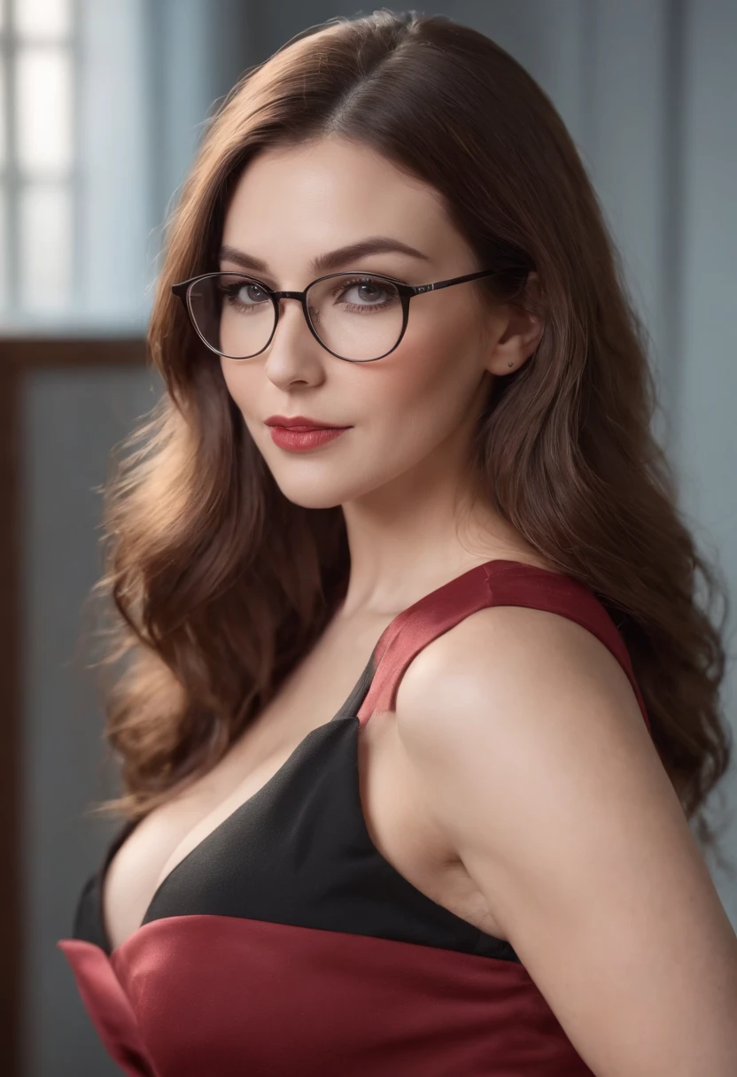 beautiful teacher, ultra Hd 8k, realistic, big boobs, hairy, glasses, long hair, high heels, sexy, naked