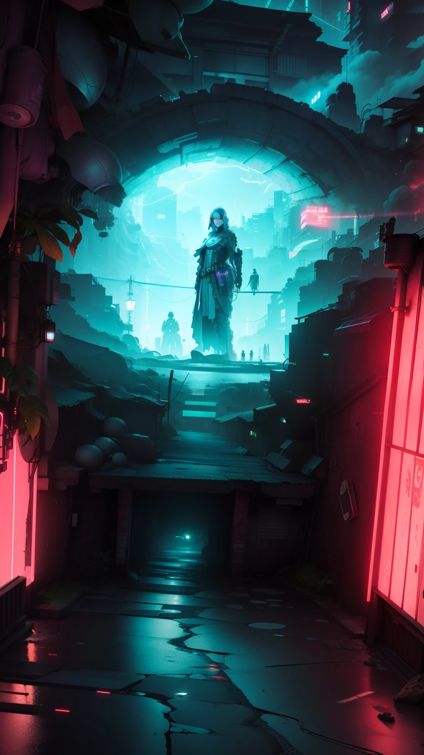 Uma cidade no estilo Cyberpunk e Japonesa