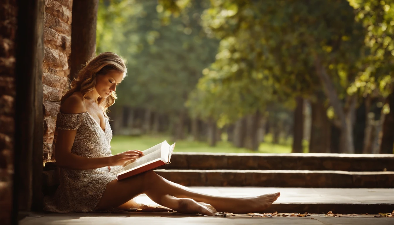 Someone immersed in reading a book. Generate an image of a person completely absorbed in reading a book, with their surroundings fading away as they dive into the world of literature