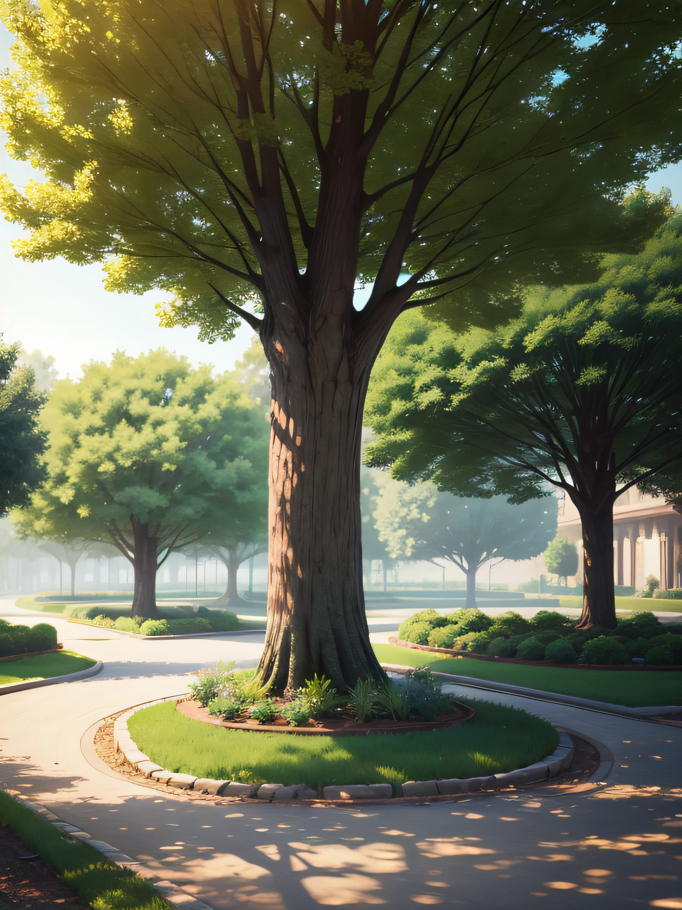 Small tree-lined park