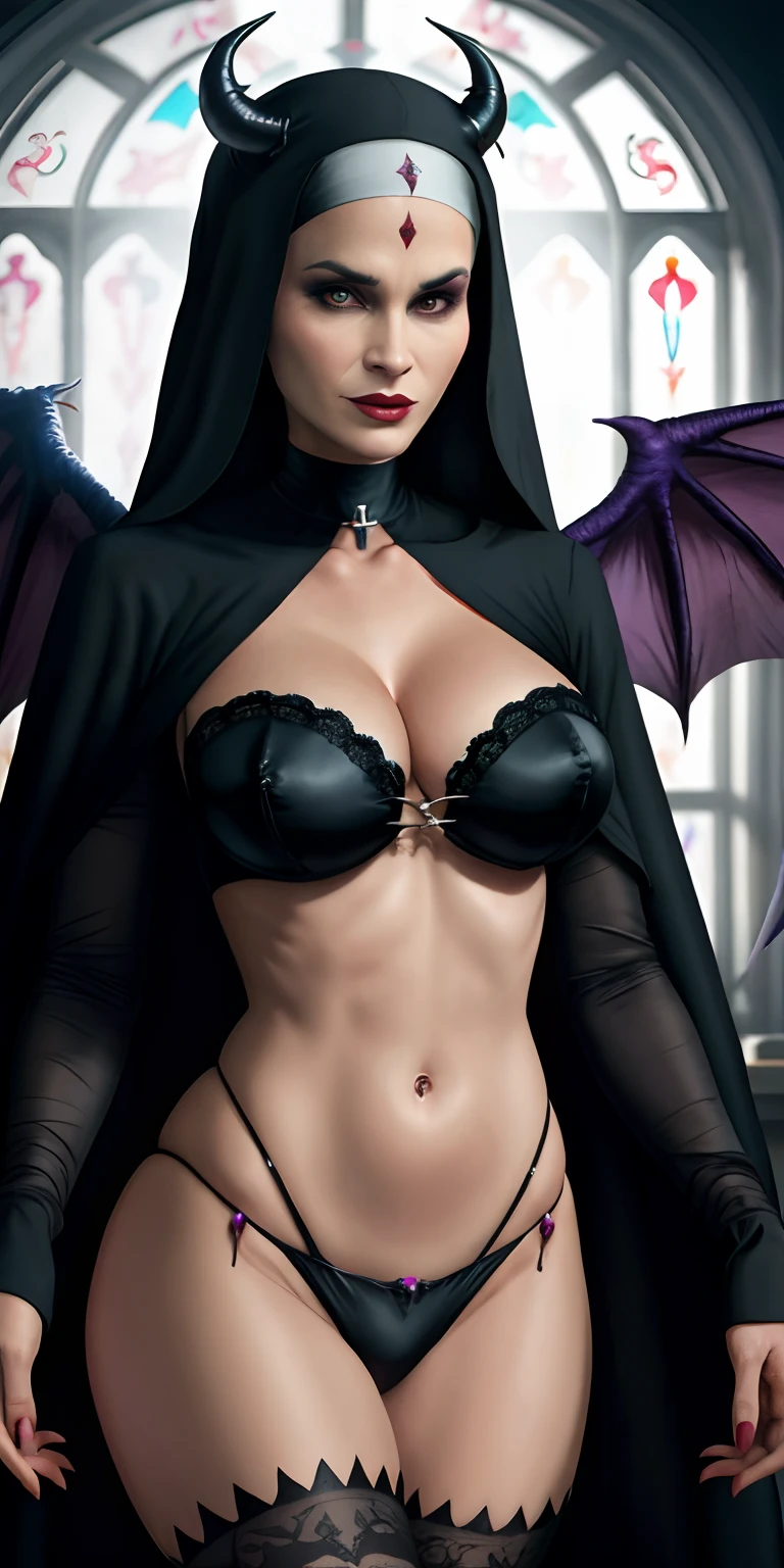 Lisa Ann: The evil nun, Demon horn on the head, demon wings,diabolique, insidieux, Context of the Satanic Church