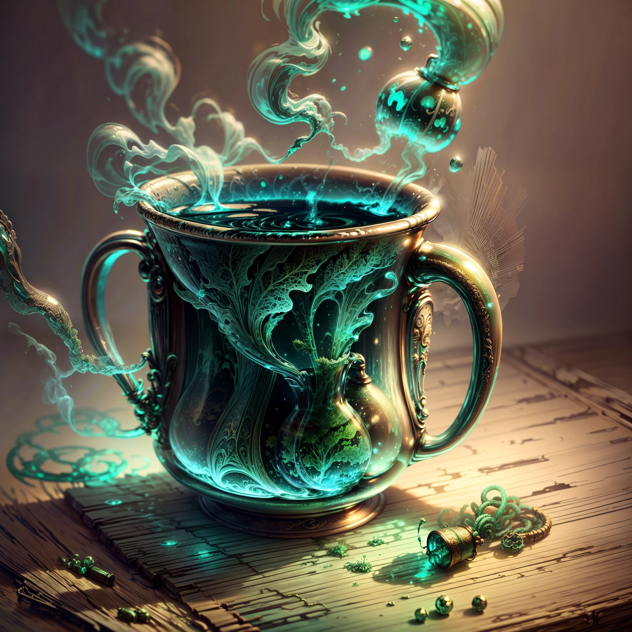 mug, wormwood, surreal, bioluminescence ((perfect))