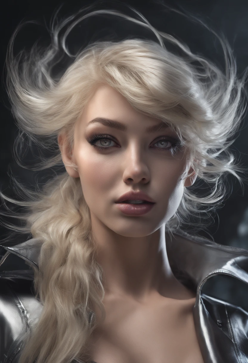 (best quality,4k,highres),beautiful blond woman in a sleek black latex costume walking,latex,fierce expression,long flowing hair,glossy surface,perfectly fitting outfit,dark mysterious background,intense gaze,sleek and shiny texture,fashion model,body-hugging design,confident stride,high fashion,vivid colors,dramatic lighting,edgy style,alluring charm,striking pose,sharp focus,ultra-detailed