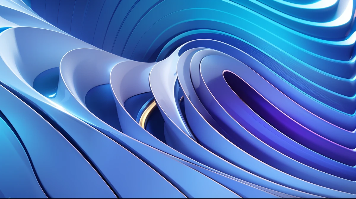 a close up of a blue and black metallic background with lots of curved feminine shapes, glossy surface, wavy forms and shapes, 3d rendering, curved lines, dark image, high contrast, stylized layered shapes, blurry background, professional photo, highly detailed, 8k