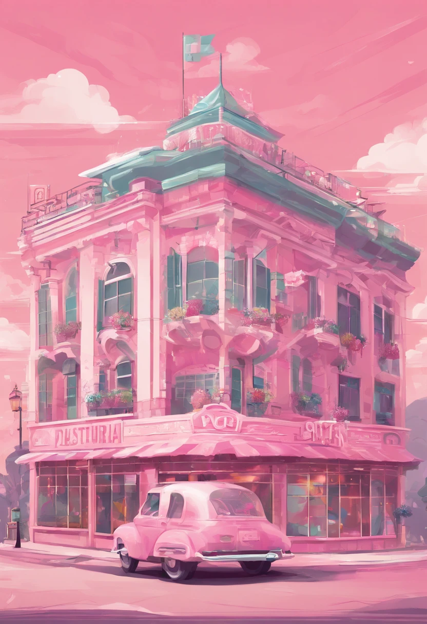 Logotipo de confeitaria pastel pink retro, 2d