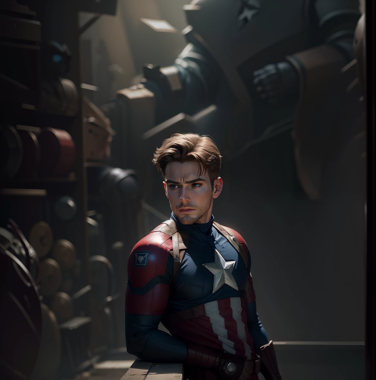 Change dress in captain America costume, realistic face, 8k ultra, handsome boy