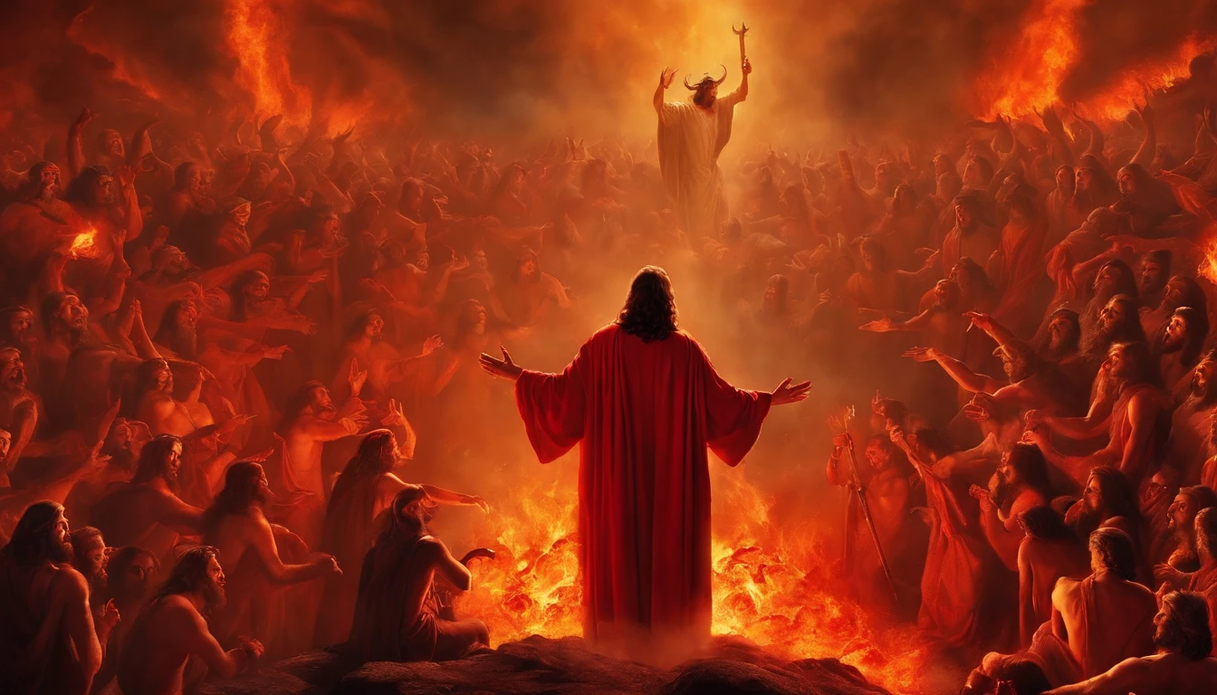 Jesus Christ in hell among demons