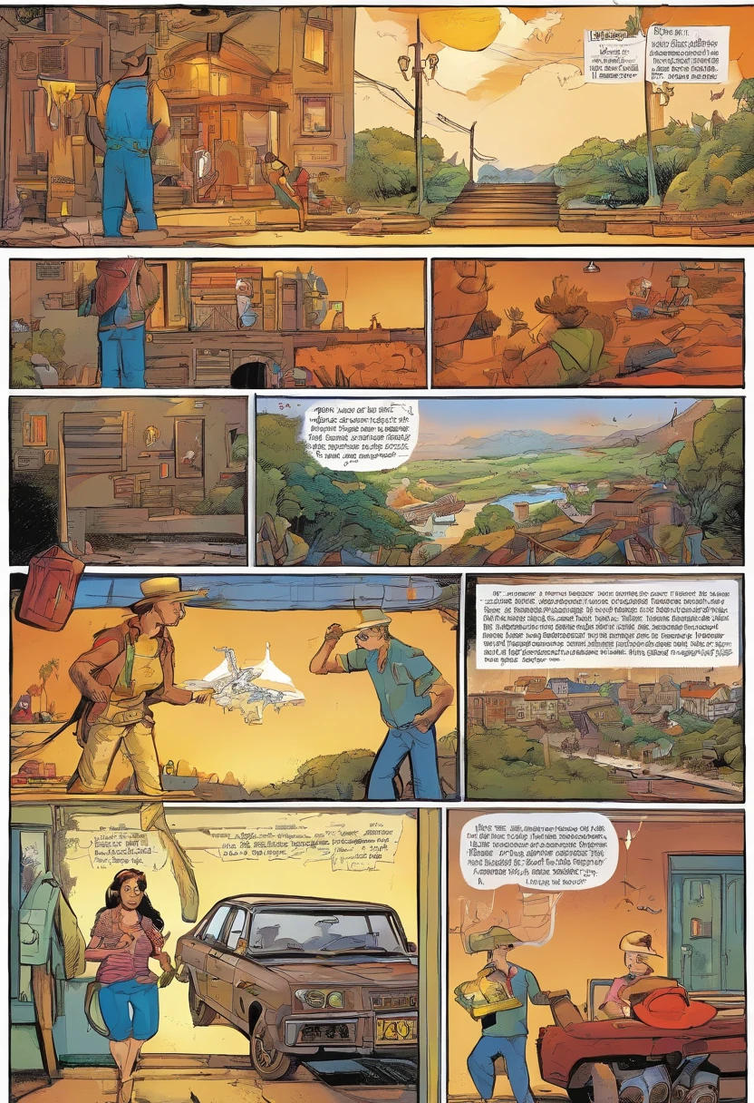 Amerikanische Comics, The comic story is presented in several irregular panels with color. Die Amerikanisch Kurzhaarkatze durchlebt Schwierigkeiten, while she runs away from home, und vereint sich dann wieder mit ihrem Besitzer. The style is exaggerated and detailed