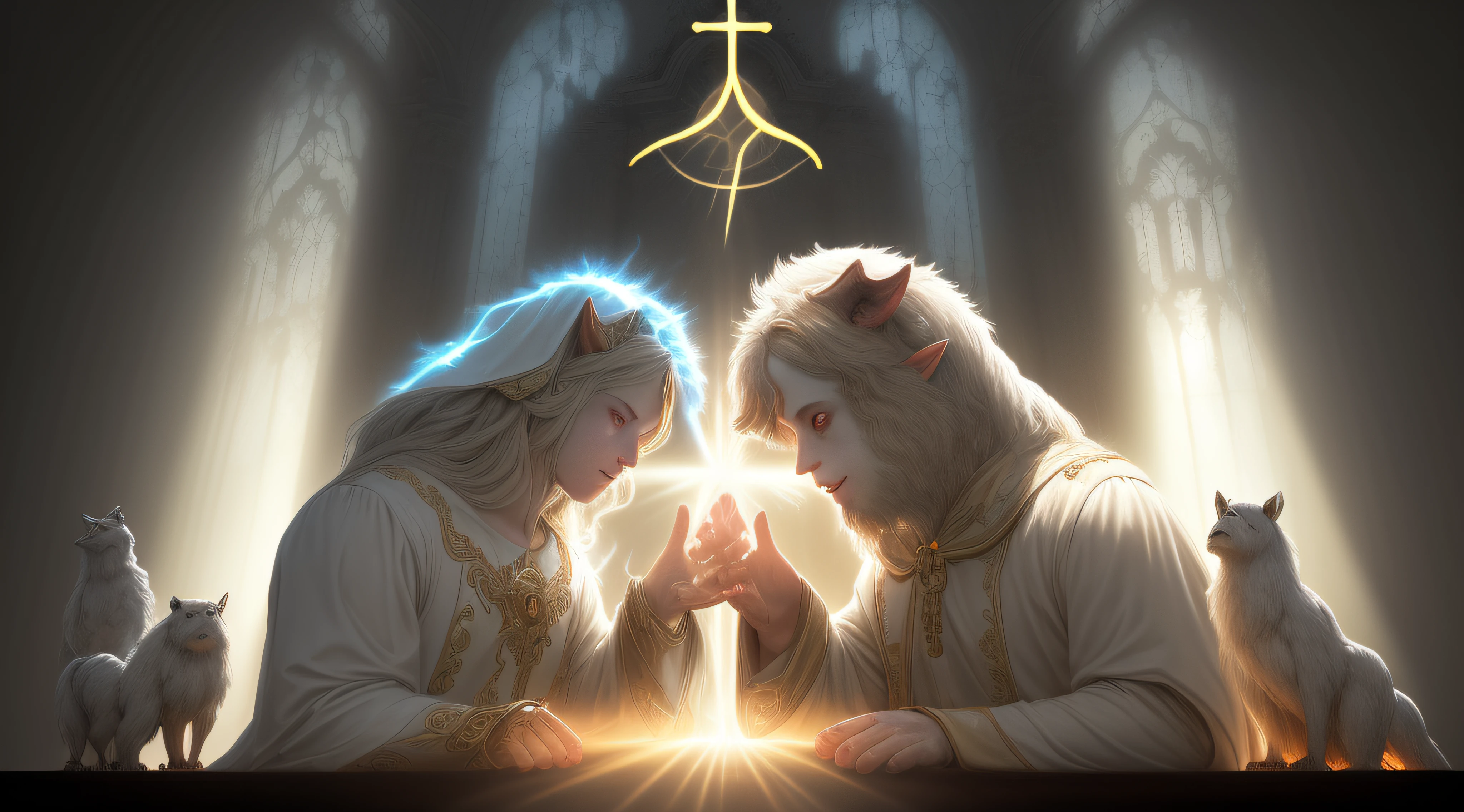 Beatuy and Beast holy image, divine light