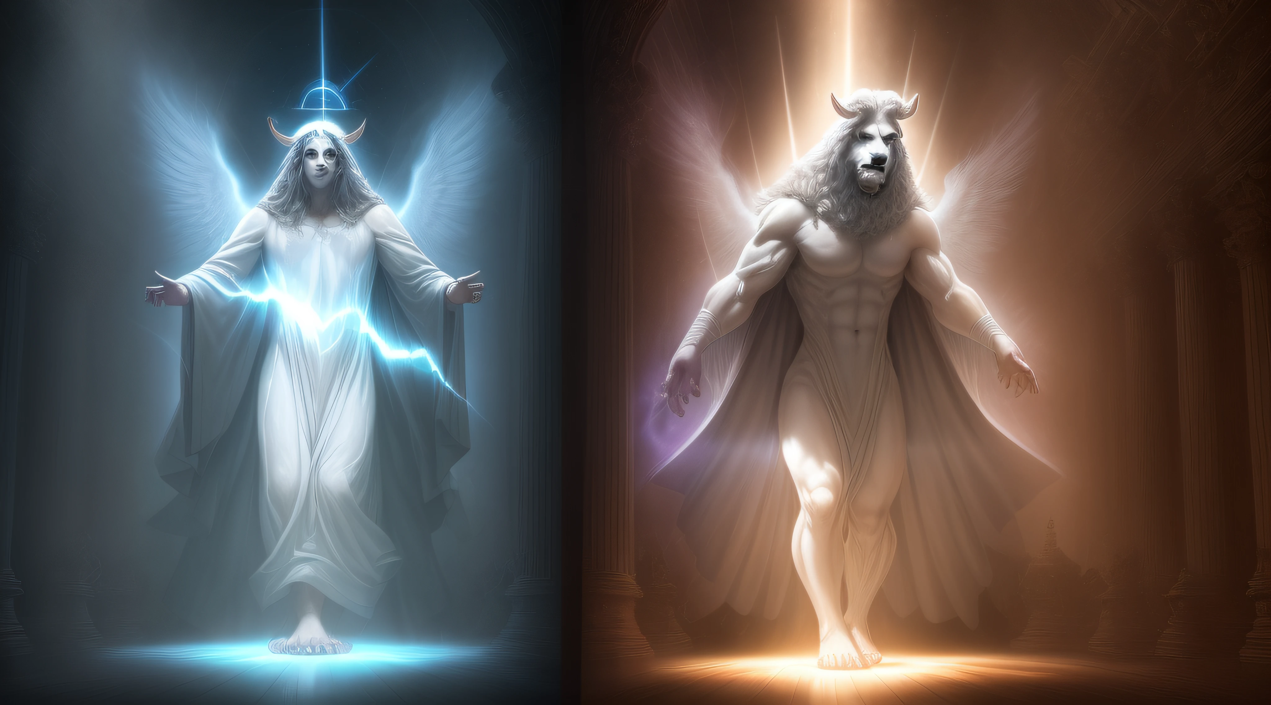 Beatuy and Beast holy image, divine light