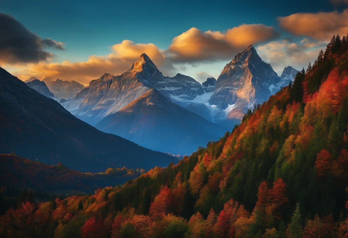 mountains, blue sky