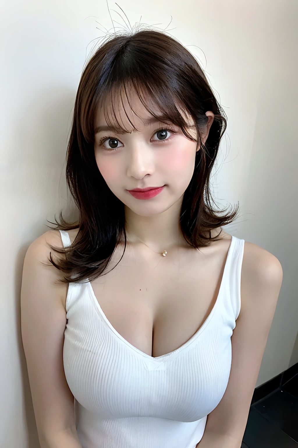 NSFW, (nature background), ((8K, to be born, masterpiece: 1.4)), (professional photography, sharp:1.2), ((portrait shot)), perfect dynamic composition, (natural sunlight), (soft shadow), (perfect body:1.4, slim abs:1.2), ((Japan Hairstyles:1.4, huge breasts:1.6)), medium long hair, highly detailed face and skin, perfect asian, white skin, (fine skin:1.3),(latex skin:0.4), (perfect shiny skin:0.6), Yuki Shiramori, blonde hair, light brown eyes, beautiful eyes, round eyes, cute face, blushing face, glossy lips, high nose bridge, Lustrous eyes, perfectly proportioned face, realistic moist skin, exquisite expression, Smile a little at the camera, looking at camera, exquisite expression, elegance necklace, elegance earrings, minimalist, ((Selfie shots)), close,  wear(Winter clothes)

