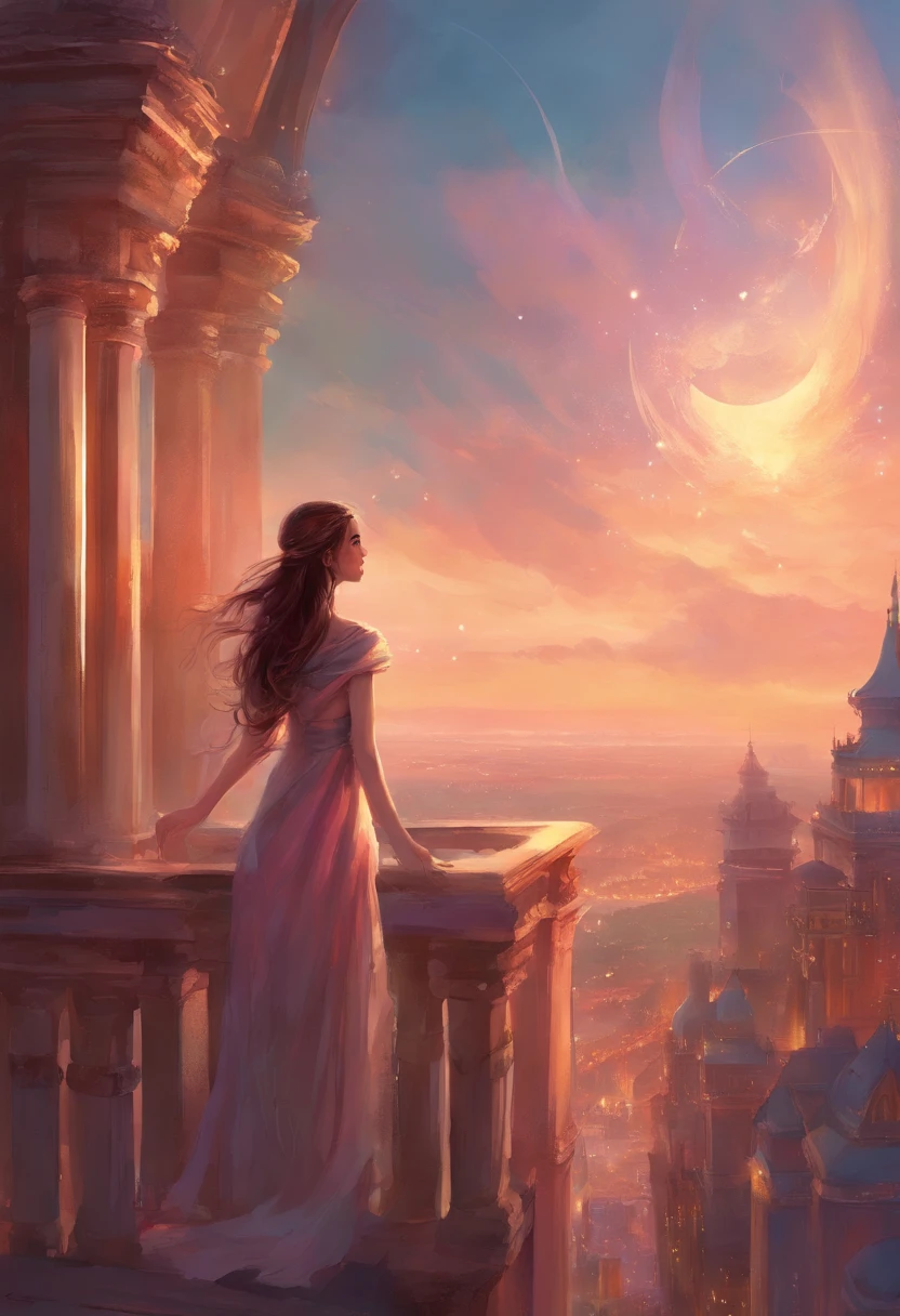 Girl standing on balcony looking over the city