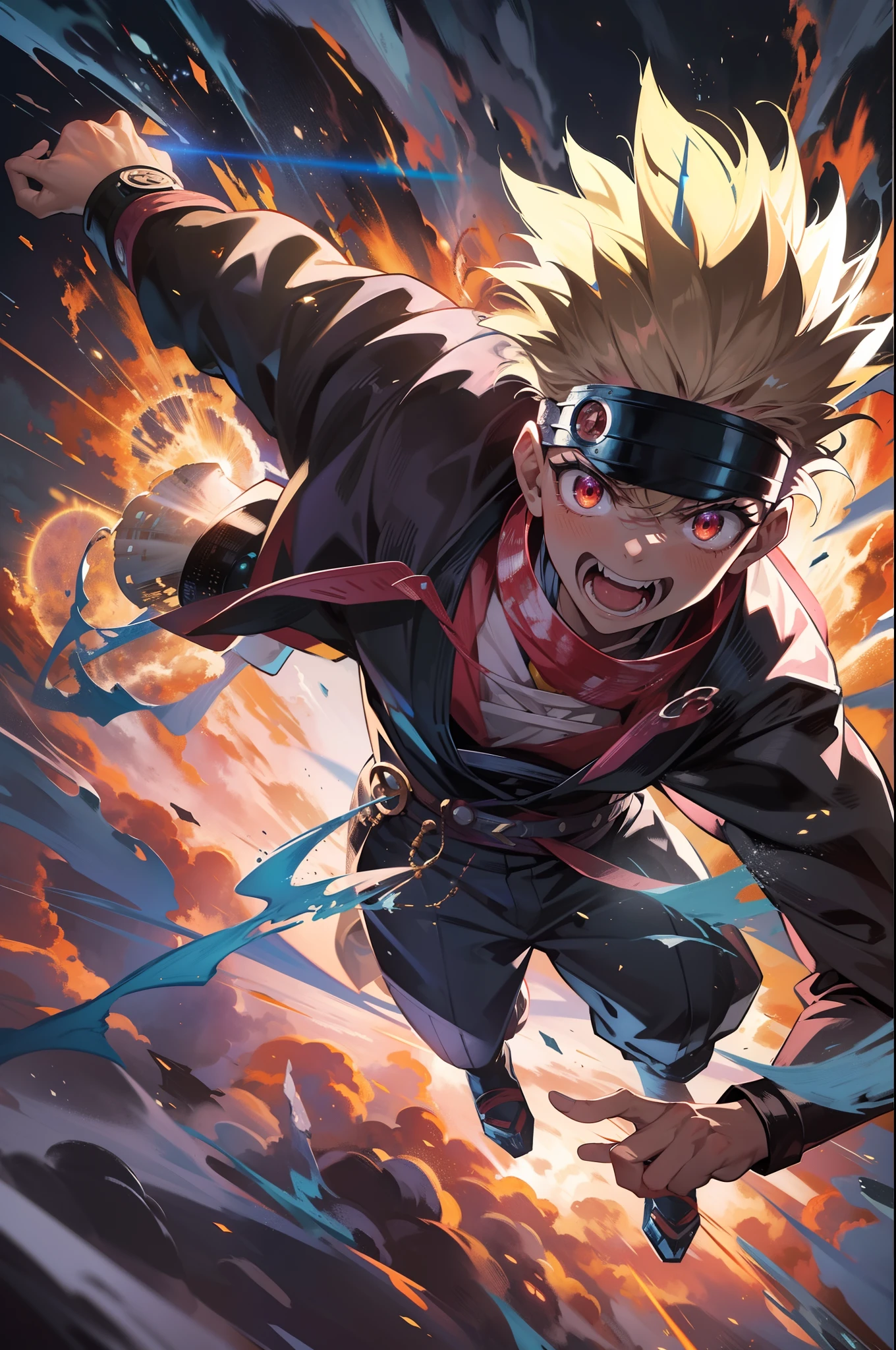 gojo,jujutsu kaisen,flying,action,magic,energy,explosions,combat,anime style, vibrant colors, intense lighting, dynamic poses, visually impactful,floating stance,mysterious aura,powerful,eye-catching visuals,fast-paced,fluid movements,highly detailed effects,strength and agility,electrifying atmosphere,constant motion,whirling vortexes,sharp and crisp lines,striking contrast,high-energy intensity,eye-catching composition,celestial powers,floating in mid-air,awe-inspiring,spellbinding,brilliant displays of power,mystical essence,unleashing supernatural abilities,spiraling energy blasts,impressive and captivating,thrilling and exhilarating. (best quality,ultra-detailed,realistic:1.37),photorealistic,anime concept art,HDR,professional,stunning artwork.