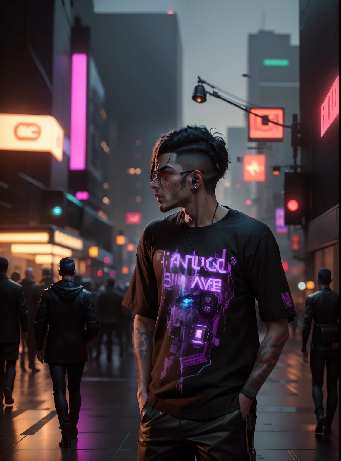 Change background cyberpunk, handsome,, realistic face, 8k, ultra realistic,