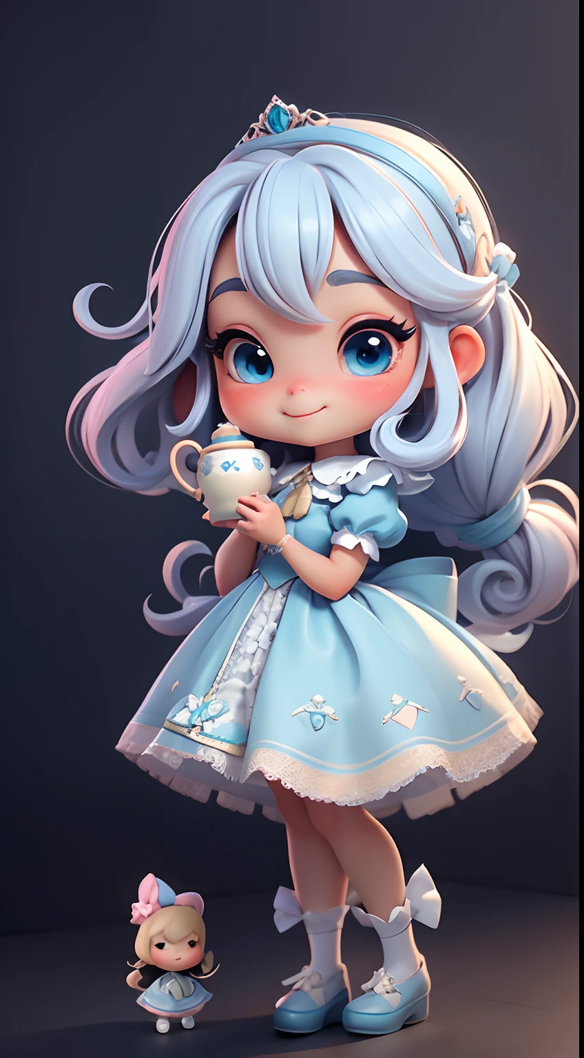 Create a cute chibi loli version of the Alice character in an 8K resolution.
Boneca Chibi Alice: She should look adorable and cute, Keeping the iconic elements of the original character. A Alice loli chibi deve ter um rosto redondo com olhos grandes e brilhantes, long eyelashes and rosy cheeks. Seus cabelos devem ser curtos e em tons vibrantes de loiro ou castanho claro.
Vestido encantador: Vista a Alice loli chibi com um vestido fofo e elegante em tons de azul, vermelho ou branco. O vestido pode ter babados, lace and details that refer to the theme of Wonderland. Add loops or ribbons to add a touch of delicacy.
Avental e Arco: Acrescente um avental branco sobre o vestido da Alice chibi, tied at the waist with a delicate bow. O avental pode ter pequenos detalhes como bolsos ou bordados sutis.
Meias e Sapatos Fofos: Complete o visual da Alice chibi com meias listradas em azul e branco ou com detalhes divertidos. On the feet, coloque sapatos fofos de boneca, com amarras ou fivelas.
magical accessories: Add lovely accessories to Alice chibi, like a bow in the hair or a tiara with Wonderland-themed details. You can also include a pocket watch or a cup of tea in your hands.
Certifique-se de adicionar sombras, texturas e detalhes nos cabelos, Alice chibi's clothes and accessories to make her even more adorable and charming. Give him a curious expression and a sweet smile on his face, capturing the essence of the character in a delicate and charming way.