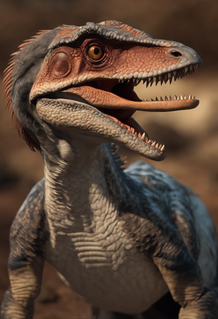 Generate a 3D rendered mini Velociraptor icon with a resolution of 4x4 pixels.