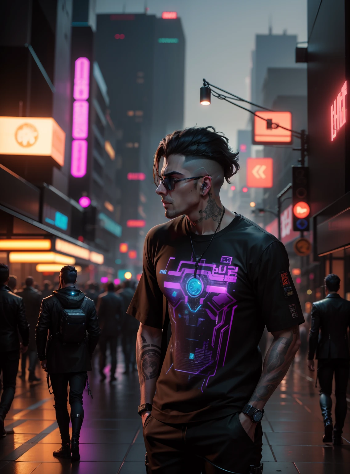 Change background cyberpunk, handsome,, realistic face, 8k, ultra realistic,