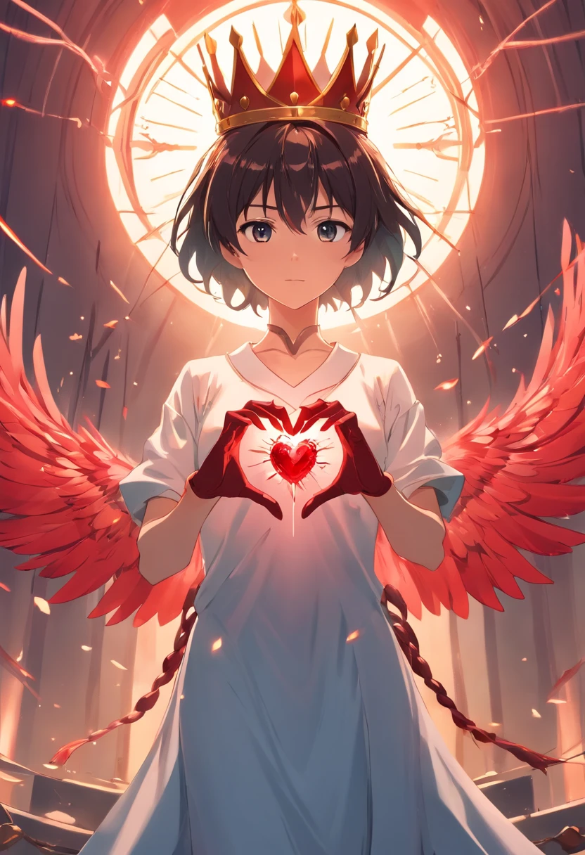 a heart, realista, 8k superior, imagem de cinema, Sword with perfect details behind the heart, a crown of thorns around the heart, alta qualidade, imagem realista