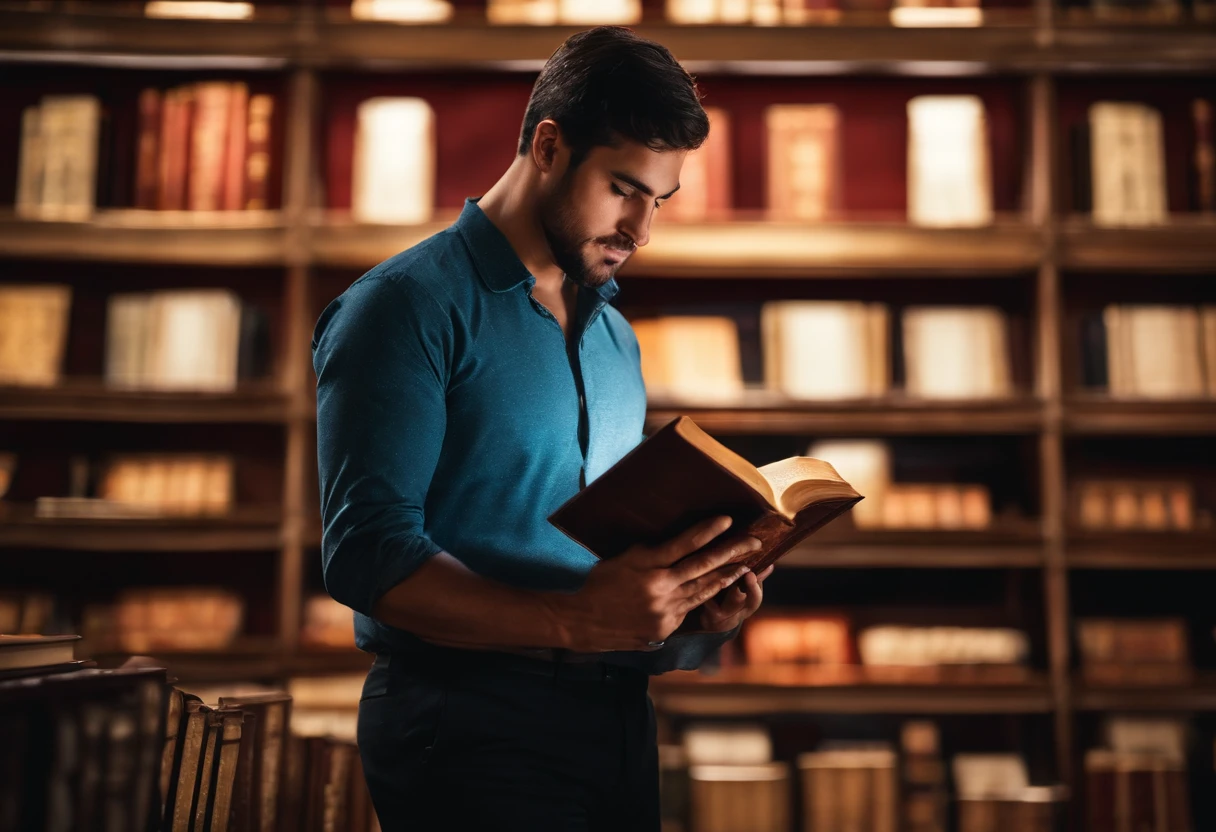 Man standing reading the Holy Bible