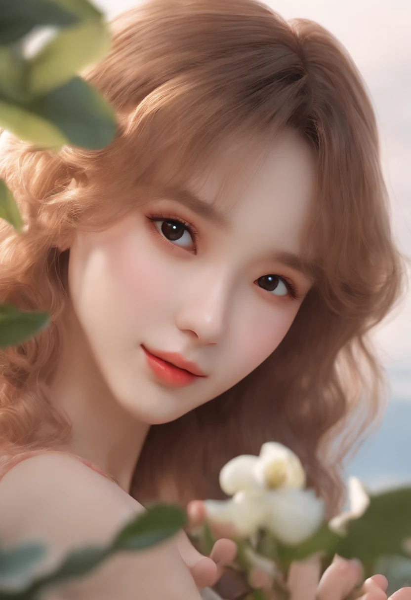 (8k, top-quality, ​masterpiece:1.2), (realisitic, Photorealsitic:1.37), ultra-detailliert, One Girl,cute little, 独奏,Beautiful detailed sky,date,(Nasal blush),(a smile:1.15),(a closed mouth)tiny chest、beatiful detailed eyes、(length hair: 1.2)、Floating Hair NovaFrogStyle、The upper part of the body、All Nude