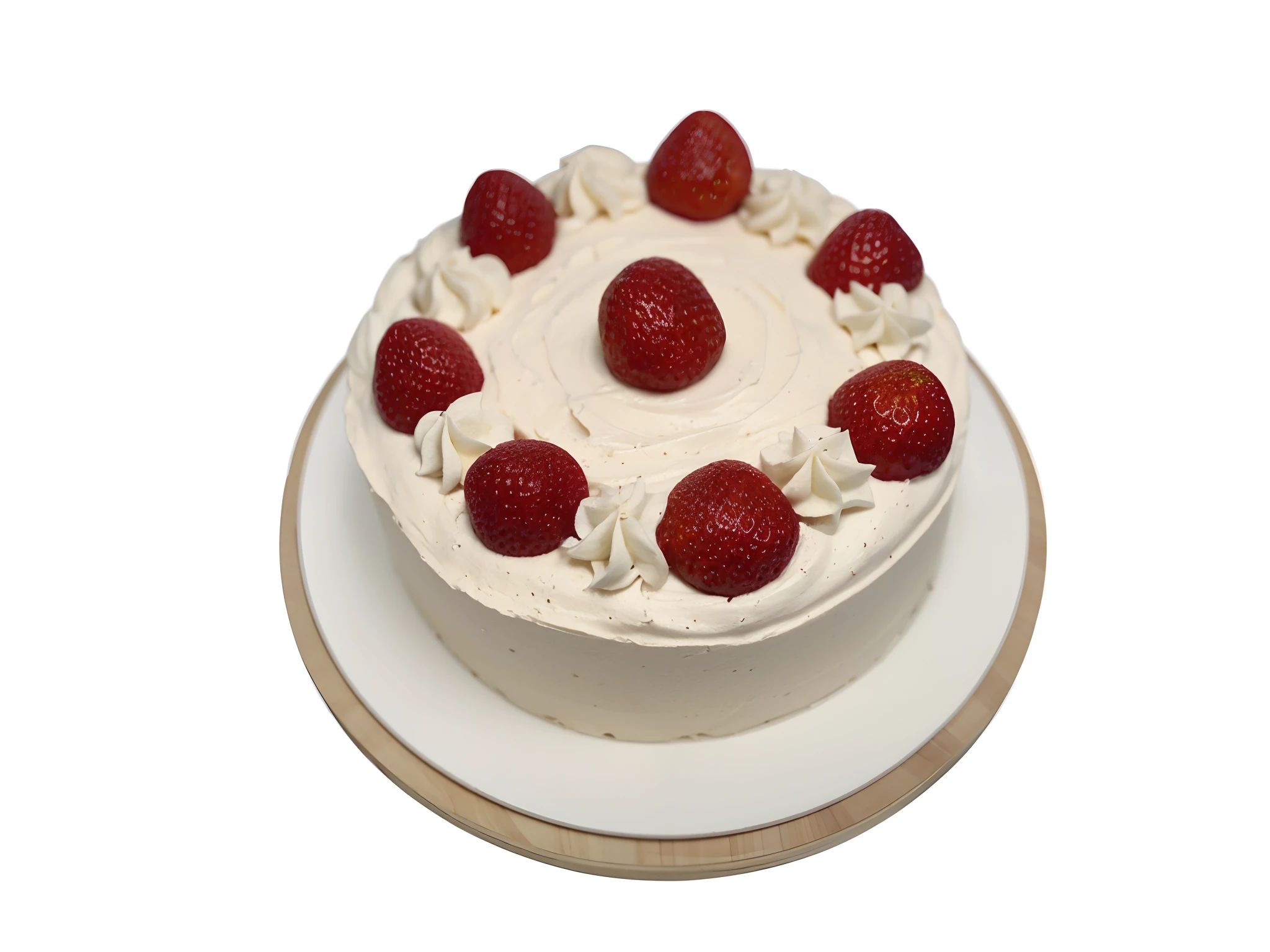 Strawberry cake, A corner of the desk,wooden tables