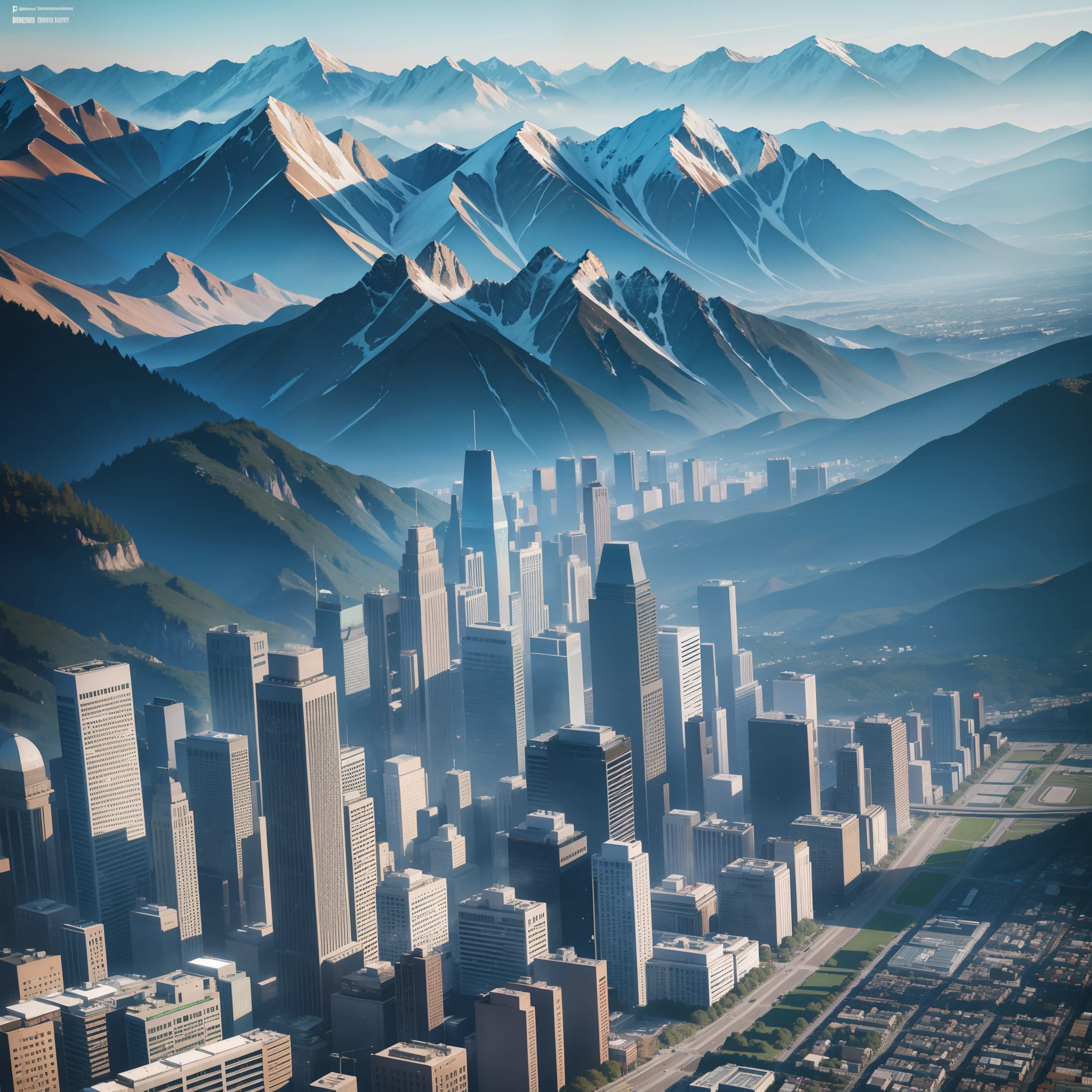Tech city surrounded by mountains and trees