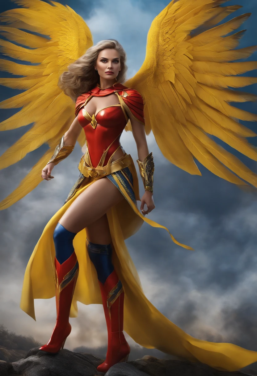 ukraine themed superhero, full body, female
