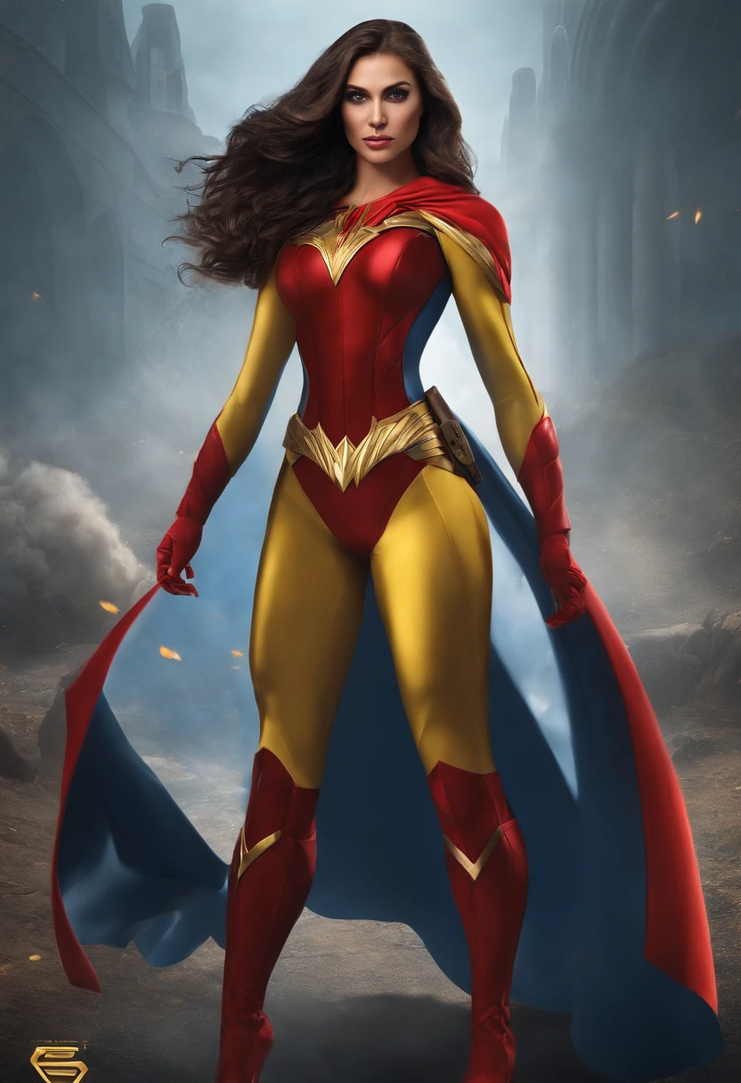 ukraine themed superhero, full body, female