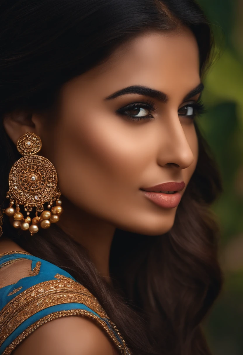a close up of a woman in a blue top and jeans, digital art by Luis Molinari, instagram, arabesque, gorgeous latina face, beautiful mexican woman, sexy girl with dark complexion, indian, photo of a beautiful woman, gorgeous woman, alone gorgeous latin woman, gorgeous beautiful woman, indian girl with brown skin, indian super model, provocative indian, attractive woman